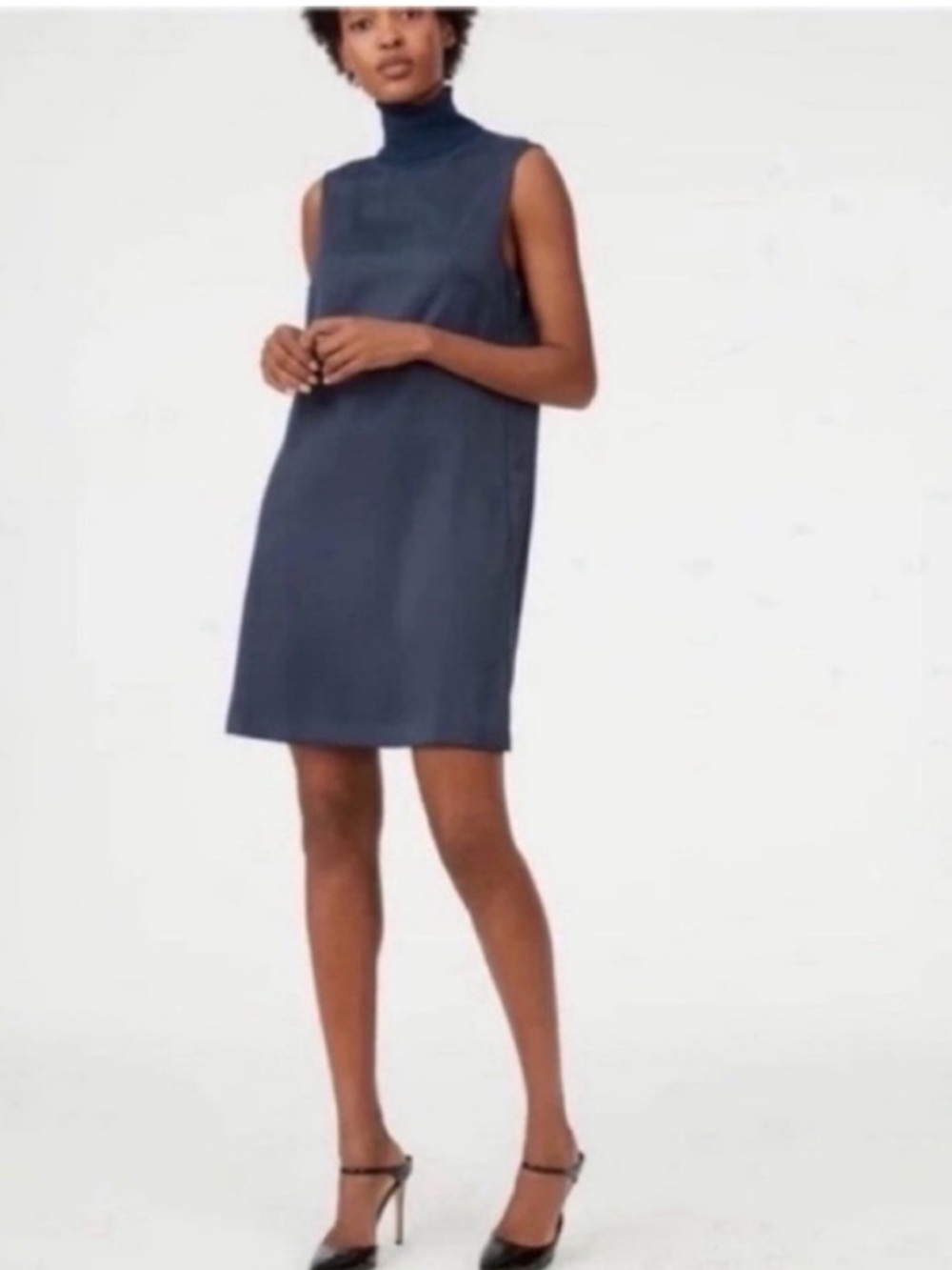 Club Monaco Jourdan Sleeveless Turtleneck Shift Dress Blue/Gray Size 4